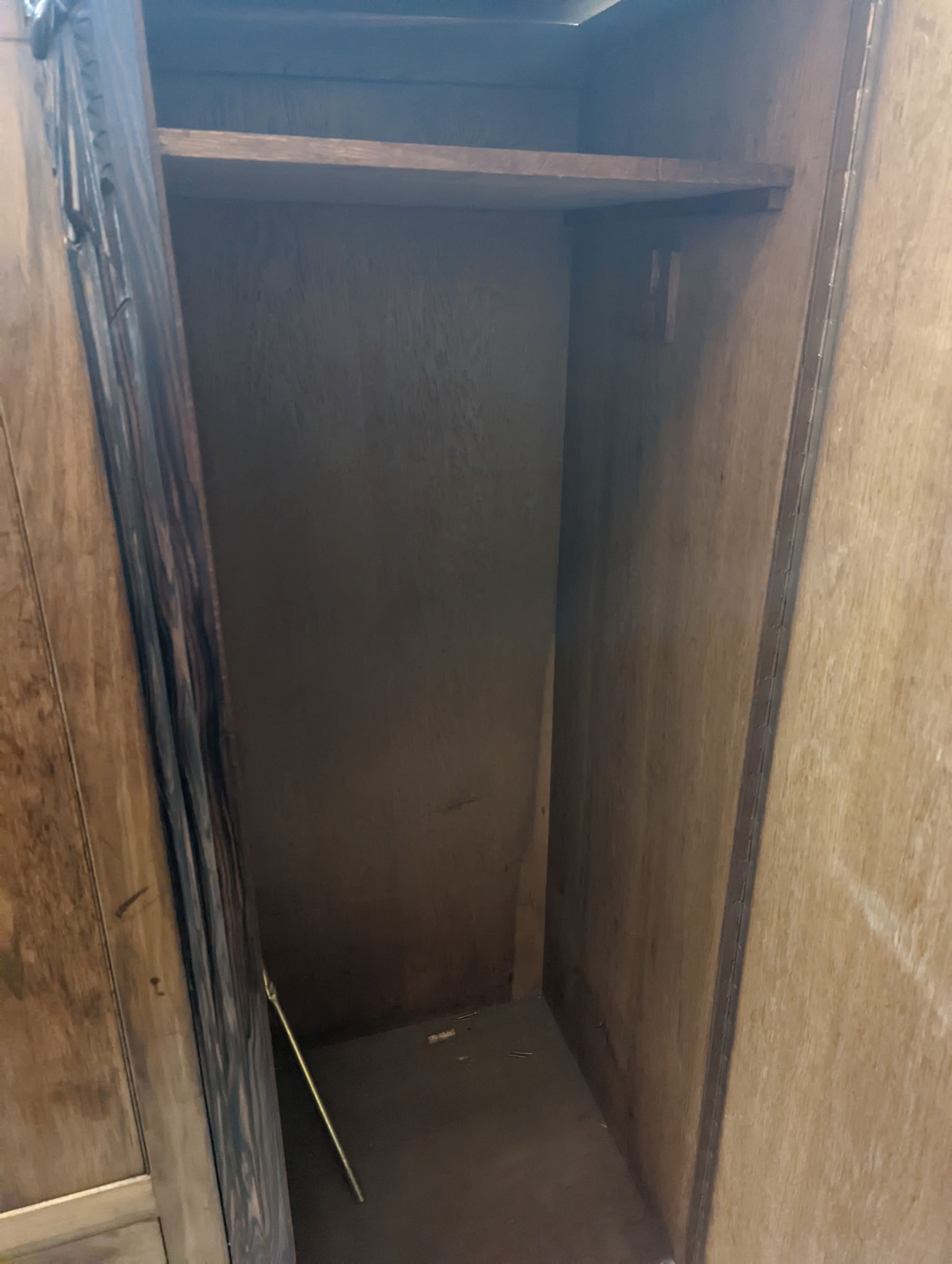 An early 20th century Japanese influence walnut and rosewood compactum wardrobe, length 166cm, depth 59cm, height 183cm